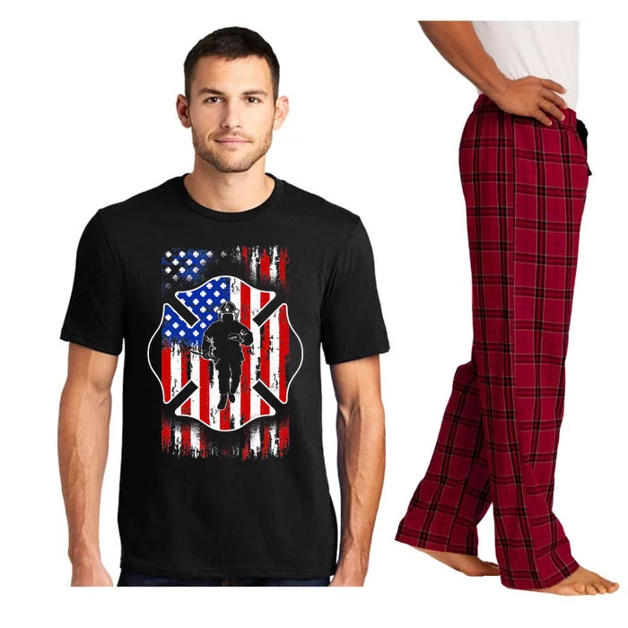 American Flag Firefighter USA United States Badge Pajama Set