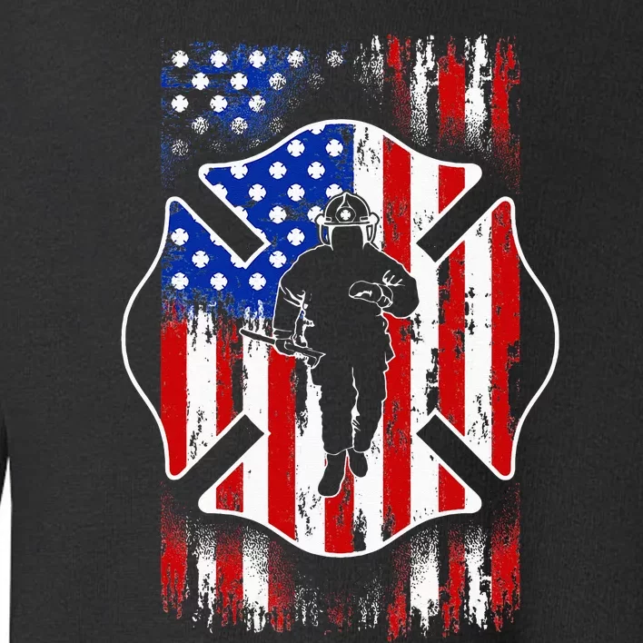 American Flag Firefighter USA United States Badge Toddler Sweatshirt