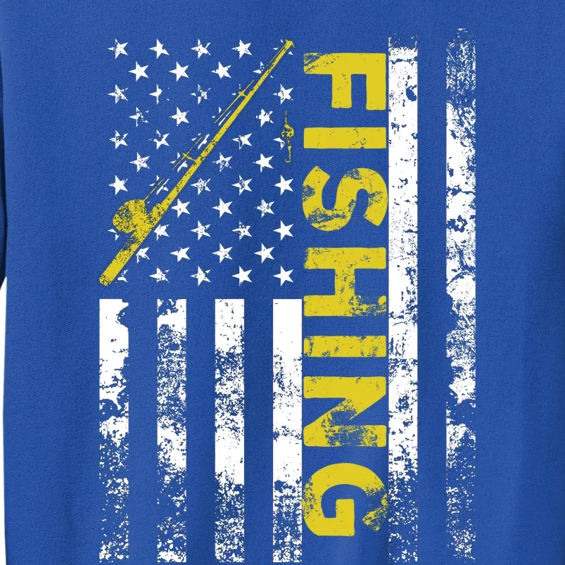 American Flag Fishing Rod Usa Patriotic Gift Tall Sweatshirt