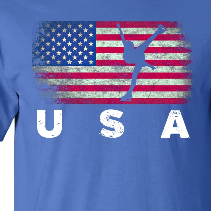 American Flag Figure Skating Cute Us Skaters Cute Gift Tall T-Shirt