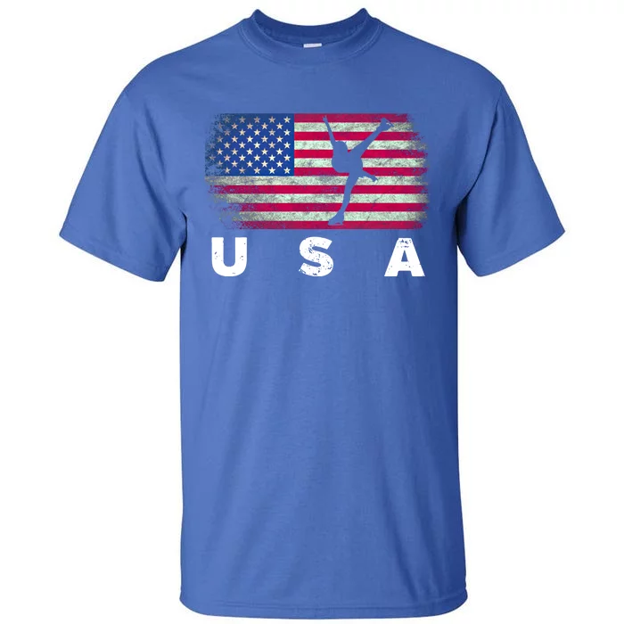 American Flag Figure Skating Cute Us Skaters Cute Gift Tall T-Shirt