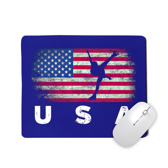 American Flag Figure Skating Cute Us Skaters Cute Gift Mousepad