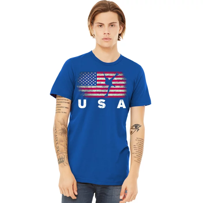 American Flag Figure Skating Cute Us Skaters Cute Gift Premium T-Shirt