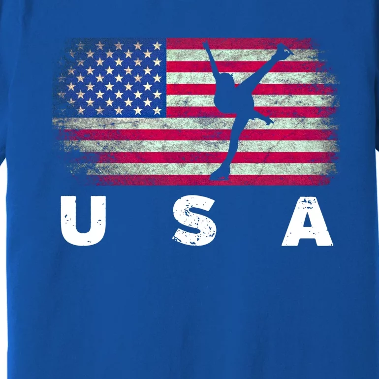 American Flag Figure Skating Cute Us Skaters Cute Gift Premium T-Shirt