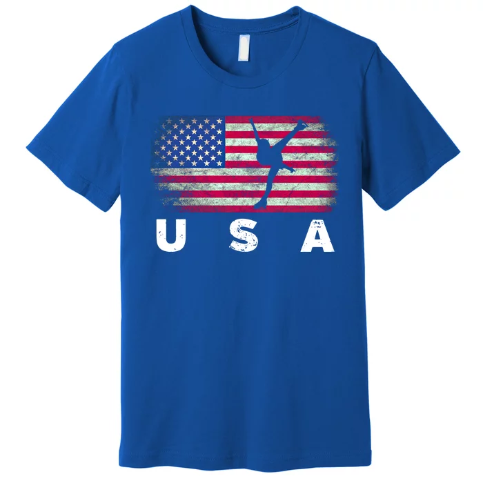 American Flag Figure Skating Cute Us Skaters Cute Gift Premium T-Shirt