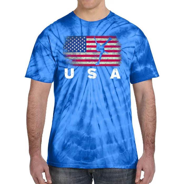 American Flag Figure Skating Cute Us Skaters Cute Gift Tie-Dye T-Shirt