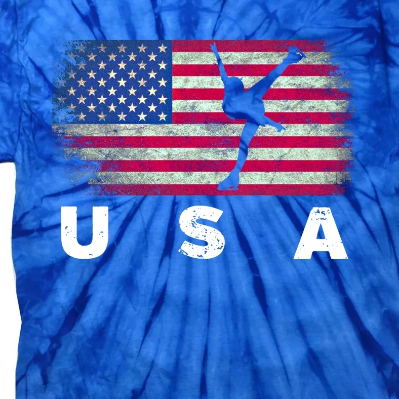 American Flag Figure Skating Cute Us Skaters Cute Gift Tie-Dye T-Shirt