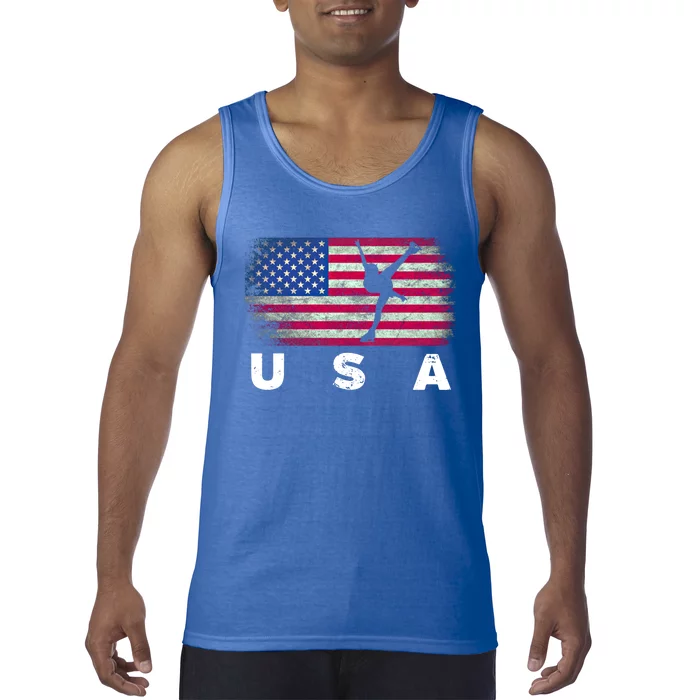 American Flag Figure Skating Cute Us Skaters Cute Gift Tank Top