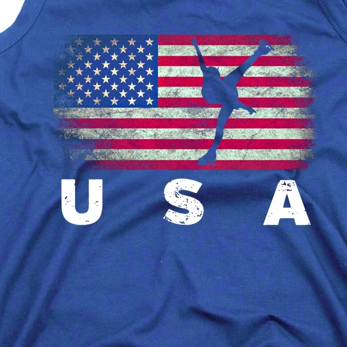 American Flag Figure Skating Cute Us Skaters Cute Gift Tank Top