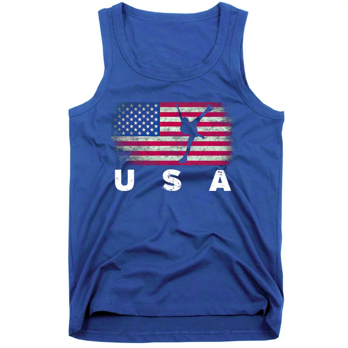 American Flag Figure Skating Cute Us Skaters Cute Gift Tank Top