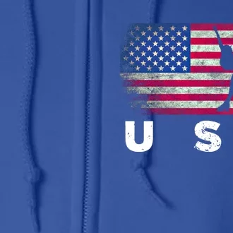 American Flag Figure Skating Cute Us Skaters Cute Gift Full Zip Hoodie