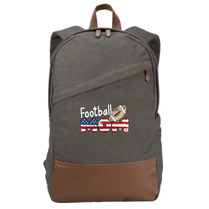 American Flag Football Mom Gift Mom Lovers American Football Gift Cotton Canvas Backpack