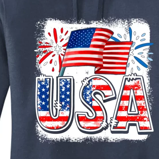 American Flag Funny Usa 4th Of July Funny Mom Mama Funny Gift Women's Pullover Hoodie