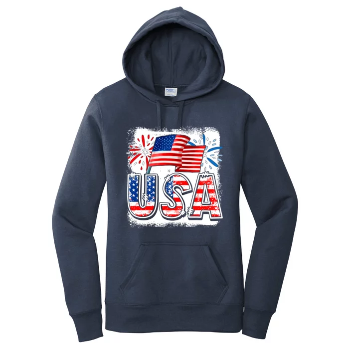 American Flag Funny Usa 4th Of July Funny Mom Mama Funny Gift Women's Pullover Hoodie