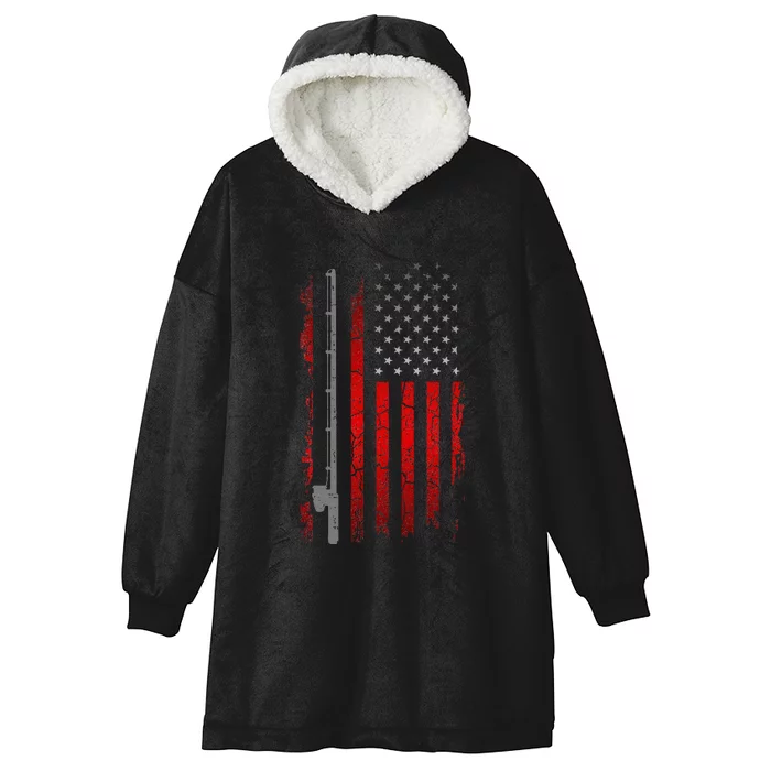 American Flag Fishing Apparel Fishing Hooded Wearable Blanket