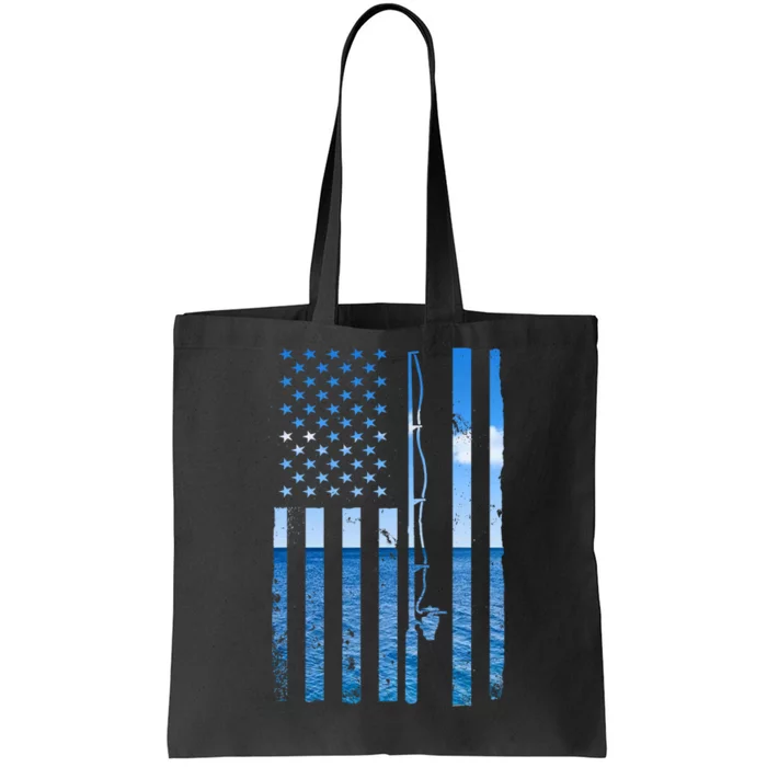 American Flag Fish Fisher Fisherman Funny Bass Fishing Tote Bag