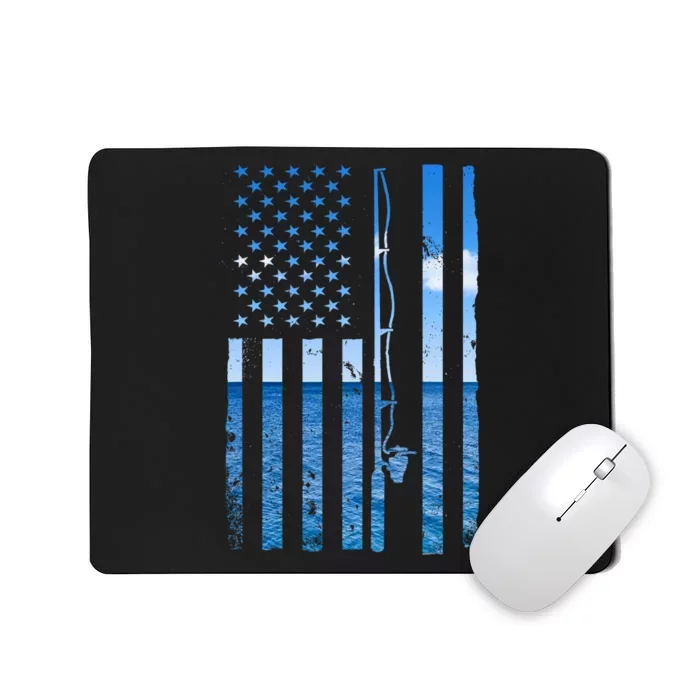 American Flag Fish Fisher Fisherman Funny Bass Fishing Mousepad