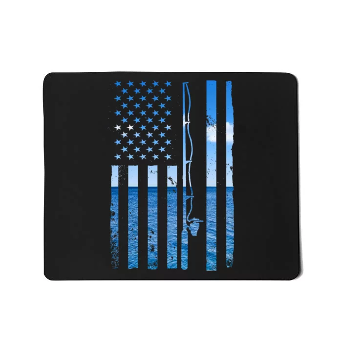 American Flag Fish Fisher Fisherman Funny Bass Fishing Mousepad