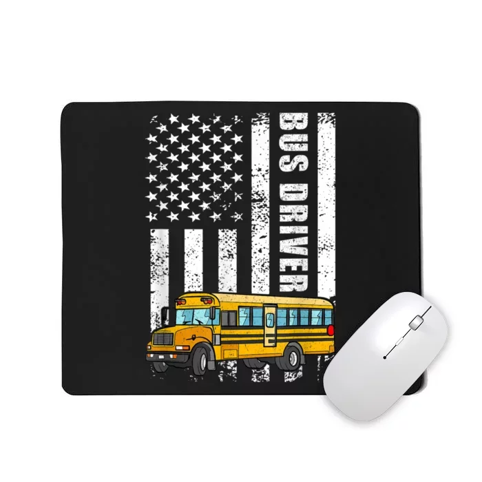 American Flag Funny School Bus Driver Mousepad