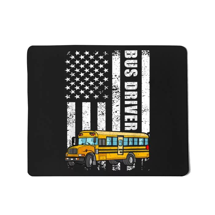 American Flag Funny School Bus Driver Mousepad