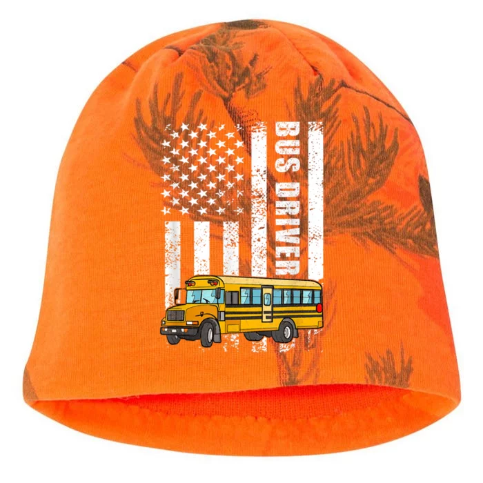 American Flag Funny School Bus Driver Kati - Camo Knit Beanie