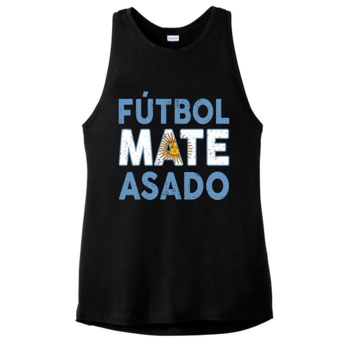 Argentina Flag Futbol Mate Asado Argentinian Pride Ladies Tri-Blend Wicking Tank