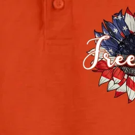 American Flag Freedom Sunflower Independence Day Dry Zone Grid Performance Polo