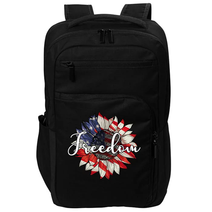 American Flag Freedom Sunflower Independence Day Impact Tech Backpack