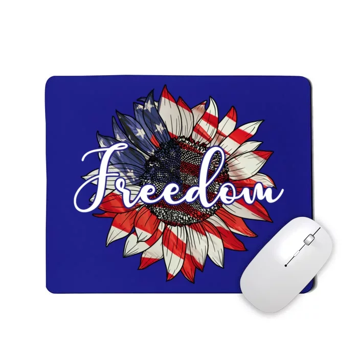 American Flag Freedom Sunflower Independence Day Mousepad