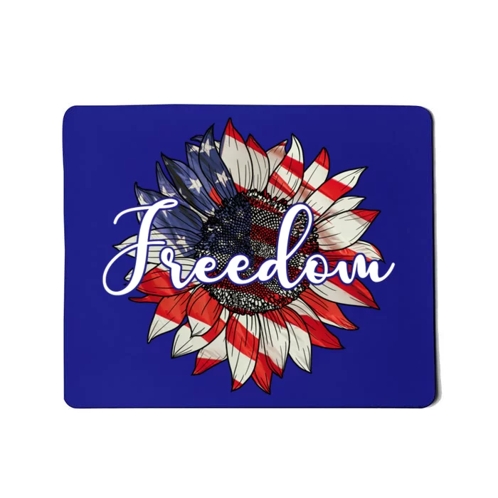 American Flag Freedom Sunflower Independence Day Mousepad