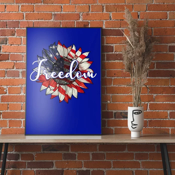 American Flag Freedom Sunflower Independence Day Poster