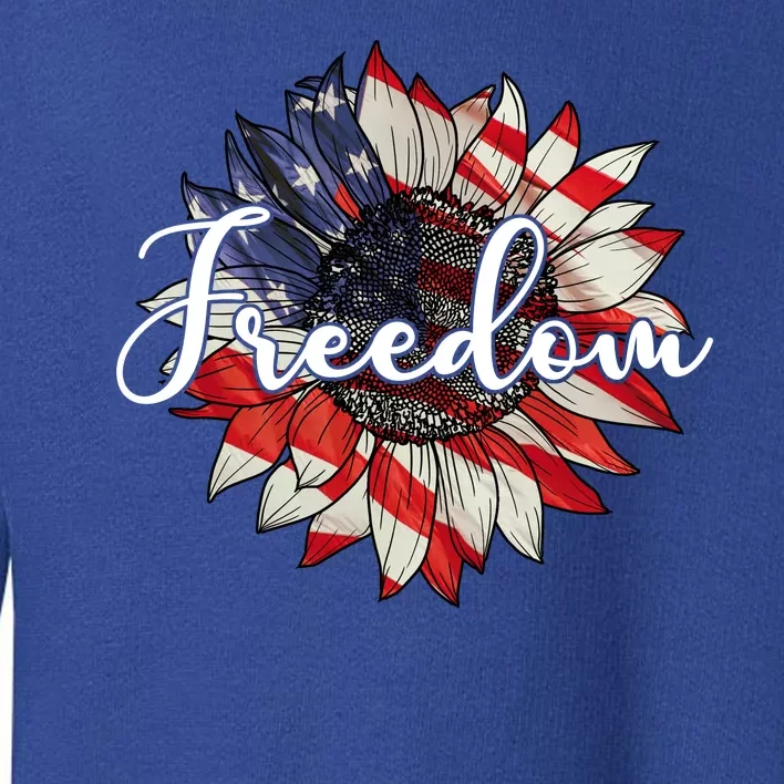 American Flag Freedom Sunflower Independence Day Toddler Sweatshirt