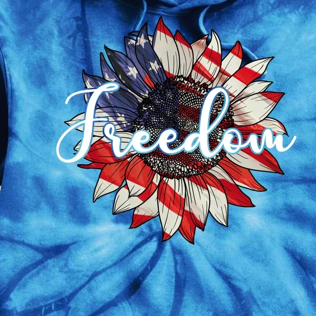 American Flag Freedom Sunflower Independence Day Tie Dye Hoodie