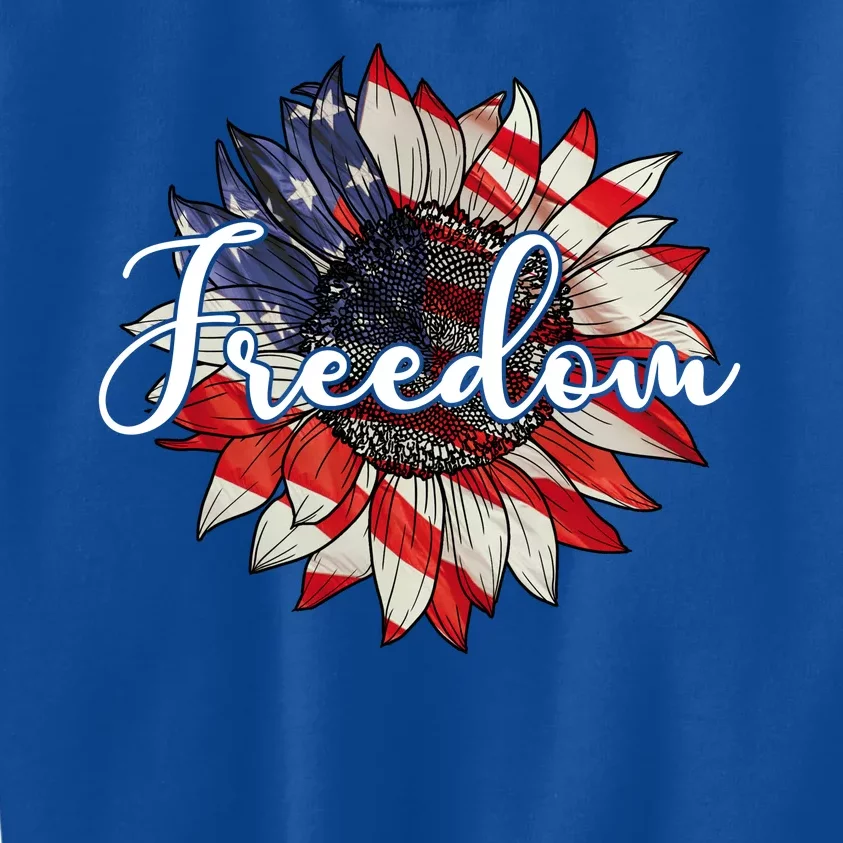 American Flag Freedom Sunflower Independence Day Kids Sweatshirt