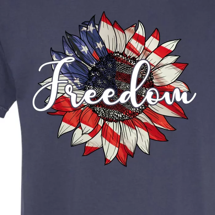 American Flag Freedom Sunflower Independence Day Garment-Dyed Heavyweight T-Shirt