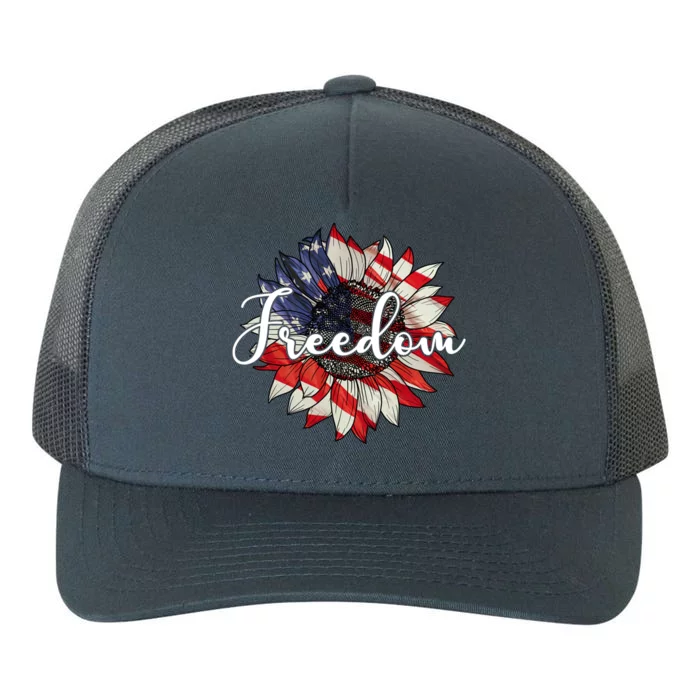 American Flag Freedom Sunflower Independence Day Yupoong Adult 5-Panel Trucker Hat