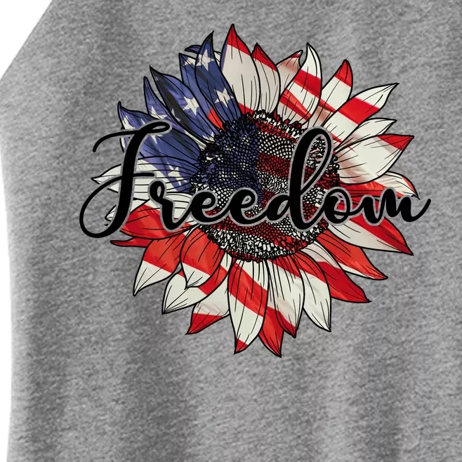 American Flag Freedom Sunflower Independence Day Women’s Perfect Tri Rocker Tank