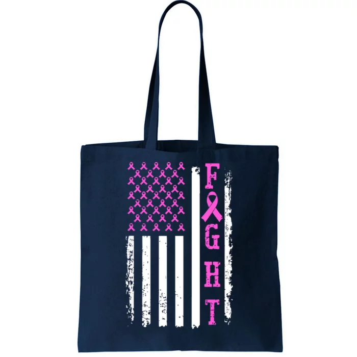 American Flag Fight Breast Cancer Awareness Gifts Tote Bag