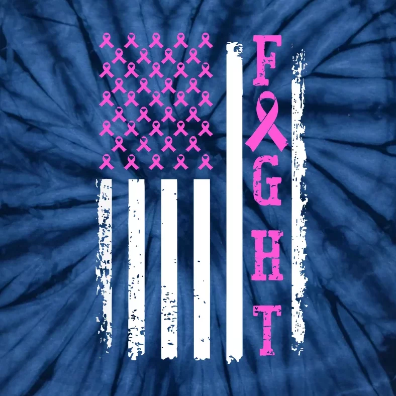 American Flag Fight Breast Cancer Awareness Gifts Tie-Dye T-Shirt