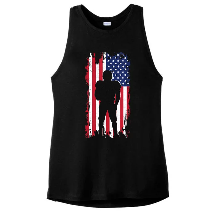 America Football Flag Ladies Tri-Blend Wicking Tank