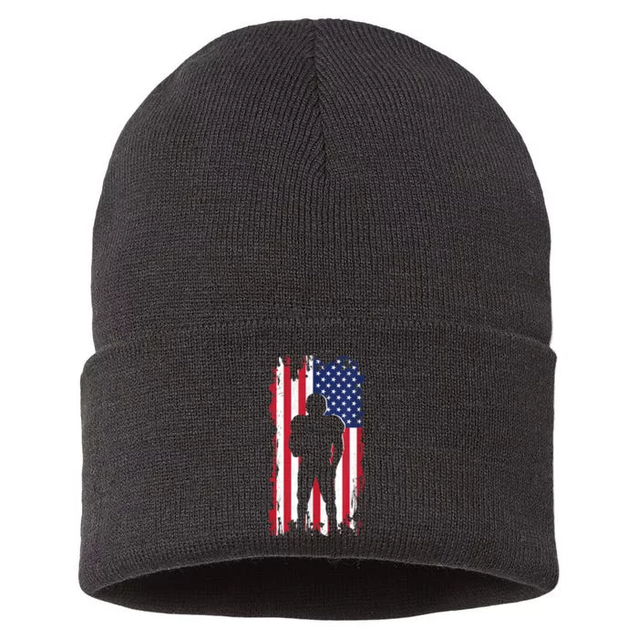 America Football Flag Sustainable Knit Beanie