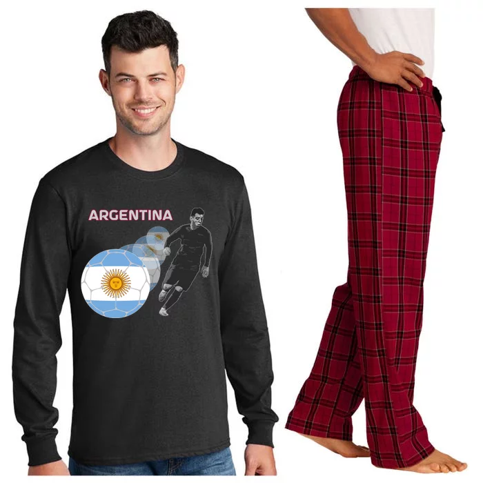 Argentina Flag Football Player World Game Winner Soccer Team Funny Gift Long Sleeve Pajama Set