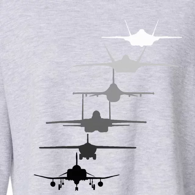 Air Force Fighter Jets F4 F111 F15 F16 F22 F35 Cropped Pullover Crew