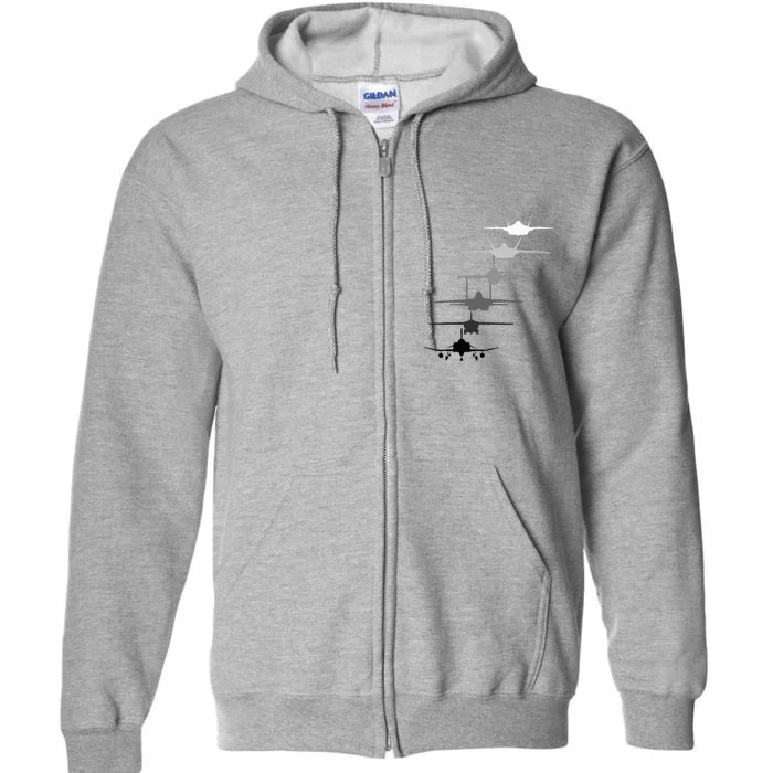 Air Force Fighter Jets F4 F111 F15 F16 F22 F35 Full Zip Hoodie