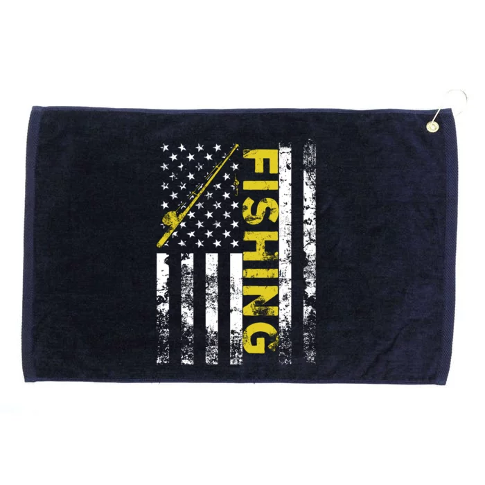 American Flag Fishing Rod USA Patriotic Hoodie Grommeted Golf Towel