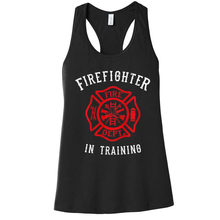 Adorable Firefighter for Little Heroes Women's Racerback Tank