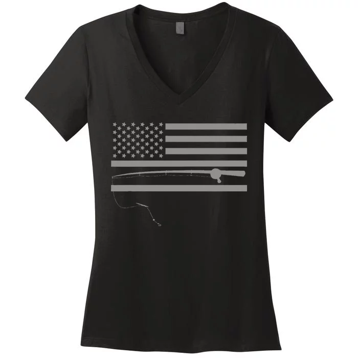 American Flag Fishing Apparel Fishing Women's V-Neck T-Shirt