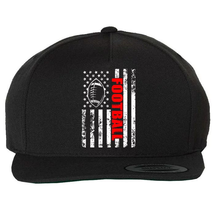 American Flag Football Patriotic Football Cool Gift Wool Snapback Cap