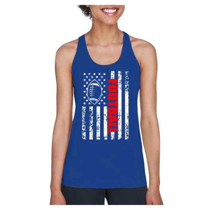 American Flag Football Patriotic Football Cool Gift Women's Racerback Tank