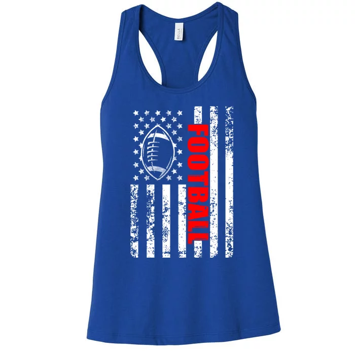 American Flag Football Patriotic Football Cool Gift Women's Racerback Tank